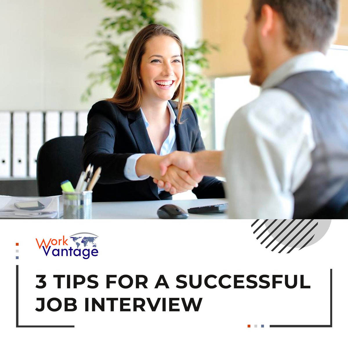 Workvantage's tweet photo. Interviews frequently cause nerves and anxiety for potential workers. That's why at WorkVantage, we want to share 3 excellent tips to shine in that important moment: https://t.co/jK84S5gepf