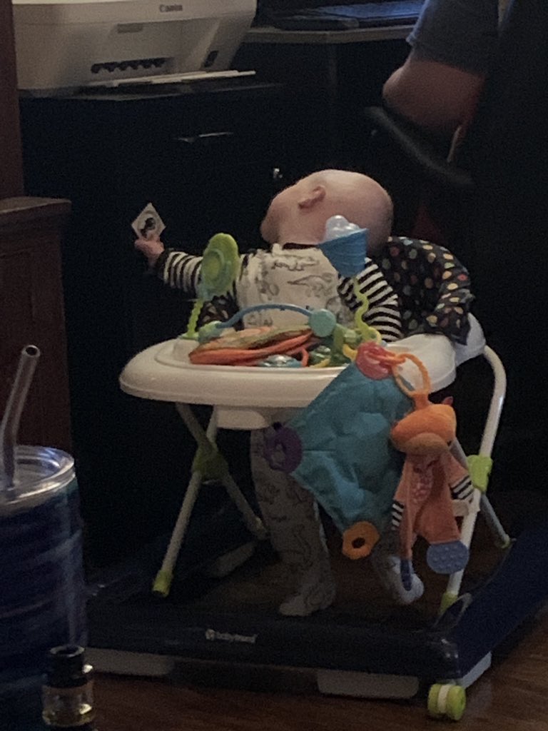rollinthegeek's tweet photo. This may be the most important picture @RitGeekKen will have. He’s reaching for the RITGeek magnet @RITGeekBrad made. #geekdad #podcastparent https://t.co/YYSme4f7Et