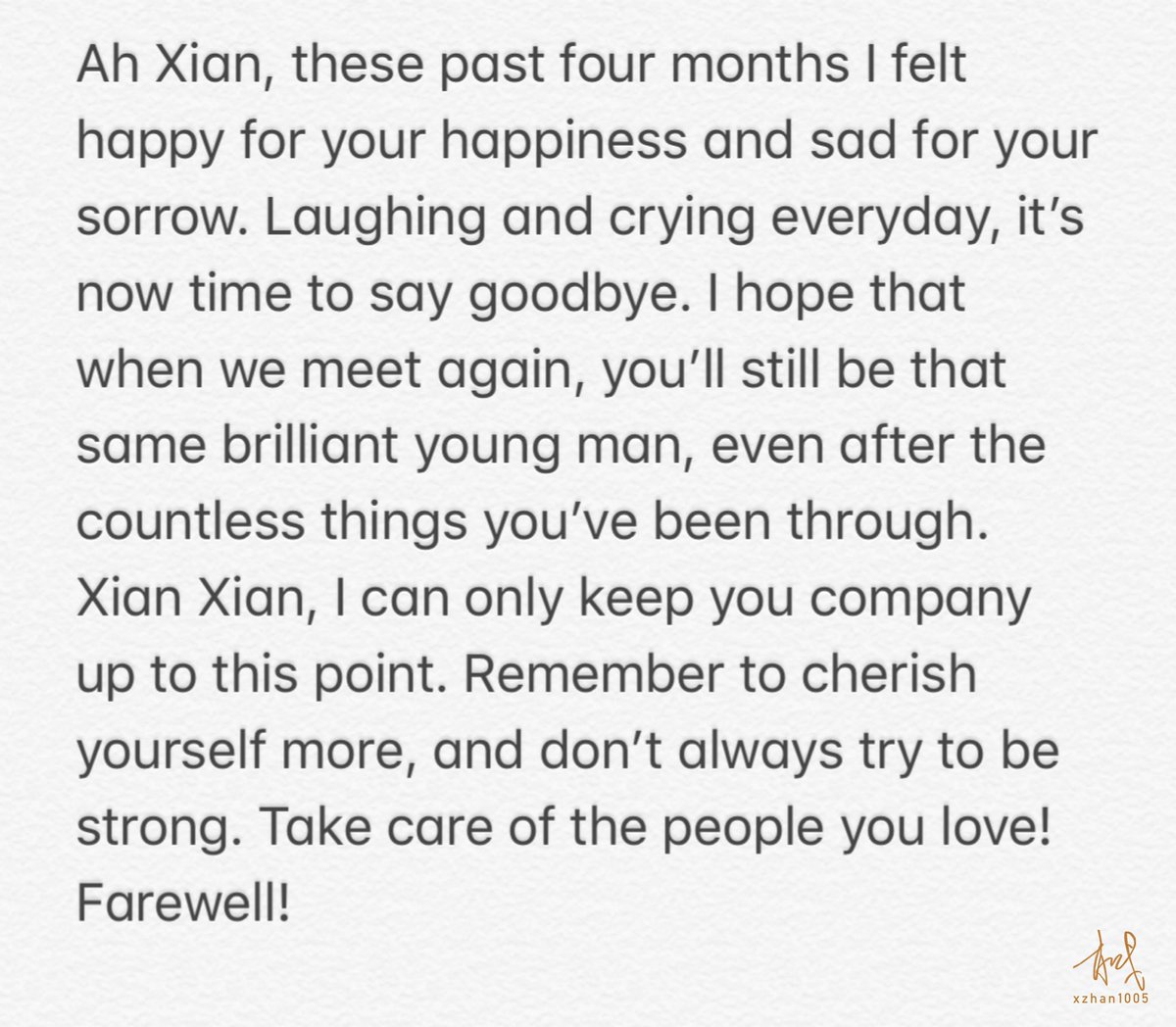 he says that he can only stay with him for so long, that he has to leave him there, but he still held onto the red ribbon.
