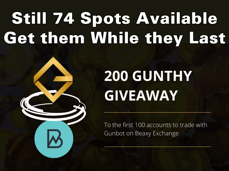 Gunthy_Official's tweet photo. Still 74 Spots Available Gunthy Token Giveaway at Beaxy but who knows for how long. Get On the  Gunthy Token Giveaway before everybody else. #beaxy #GunthyToken https://t.co/xqxsvCqQ4h https://t.co/LNvsOCWm5k