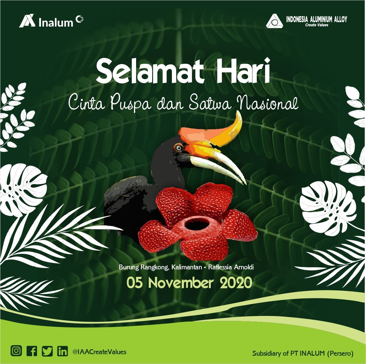 IAACreateValues's tweet photo. Selamat Hari Cinta Puspa dan Satwa Nasional
5 Nopember 2020.
#KitaPasti https://t.co/58vbYrRred