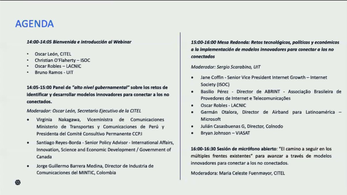 noraduin's tweet photo. Rescato lo dicho por #BrunoRamos de la @ITU_AMS en el evento: Modelos innovadores para conectar a los no conectados. Se requiere un cambio de perspectiva con miras hacia la primera milla y el uso de modelos que sean exitosos, sustentables y escalables bottom-up
#RedesComunitarias https://t.co/iGDRBZFfpr