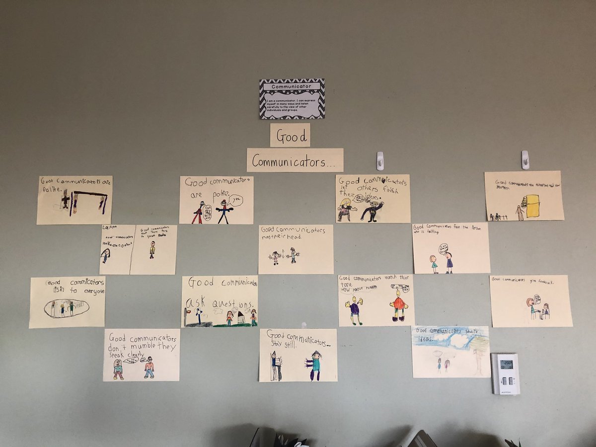 Grade2Csak's tweet photo. We are beginning to work more collaboratively, so it was important for us to discuss what it means to be an effective communicator. We will use this wall as guide to help build our collaborative skills throughout the year.  @heronscrossing #abed #rvsed https://t.co/mvQZxWwefn