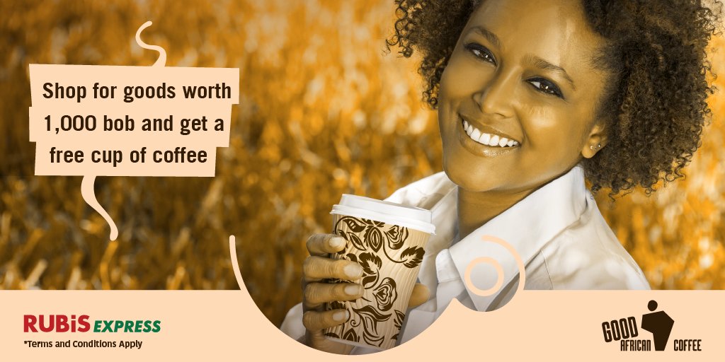 RUBiSKenya_'s tweet photo. Life happens, coffee helps. Had your Good African Coffee fix today? Pass by RUBiS UN Avenue or RUBiS Rabai Road (BuruBuru) and get a free cup when you shop for goods worth 1,000 bob and above. #FuelYourDay https://t.co/Xaa9WLgFAU