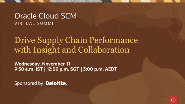 NigelBirtwell's tweet photo. Learn how to connect, accelerate and unite #supplychain planning through the pandemic and beyond. This free @SCMOracle event sponsored by Deloitte offers insights from thought leaders &amp; supply chain practitioners. Register now for Nov 11. https://t.co/5GT1la7ixy https://t.co/X9fFBYvCCG