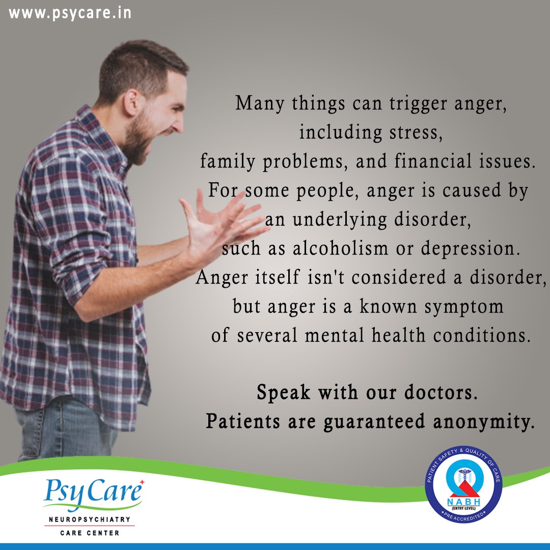 psycare_india's tweet photo. Many things can trigger anger, including stress, family problems&amp; financial issues. For some people anger is caused by an underlying disorder such as alcoholism/ #depression. Anger itself isn't considered a disorder,but anger is a known symptom of several #Mentalhealth conditions https://t.co/mt417DDN1G