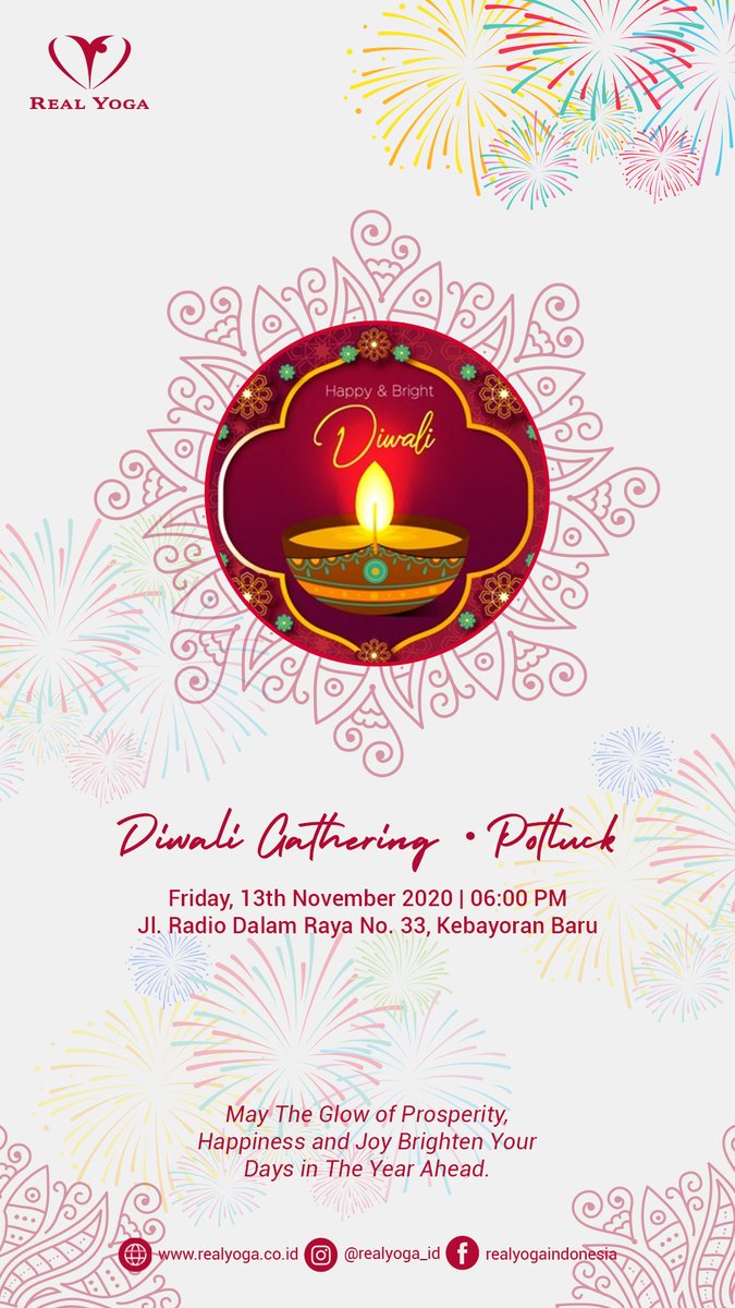 RealYoga_ID's tweet photo. Diwali Gathering and Potluck

Friday, 13th November 2020 | 06:00 PM 
at Real Yoga Radio Dalam Studio https://t.co/wvMSHJrv8O