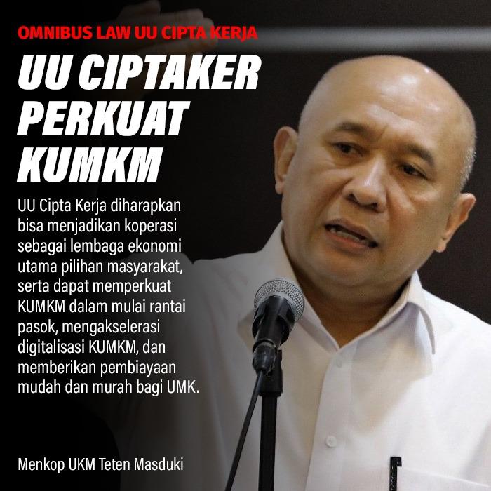 Menkop UKM Teten Masduki, UU cipta kerja akan memperkuat UMKM. Pegiat Koperasi pasti gembira menyambut kebijakan baru ini. 

#SemangatMajukanNegeri