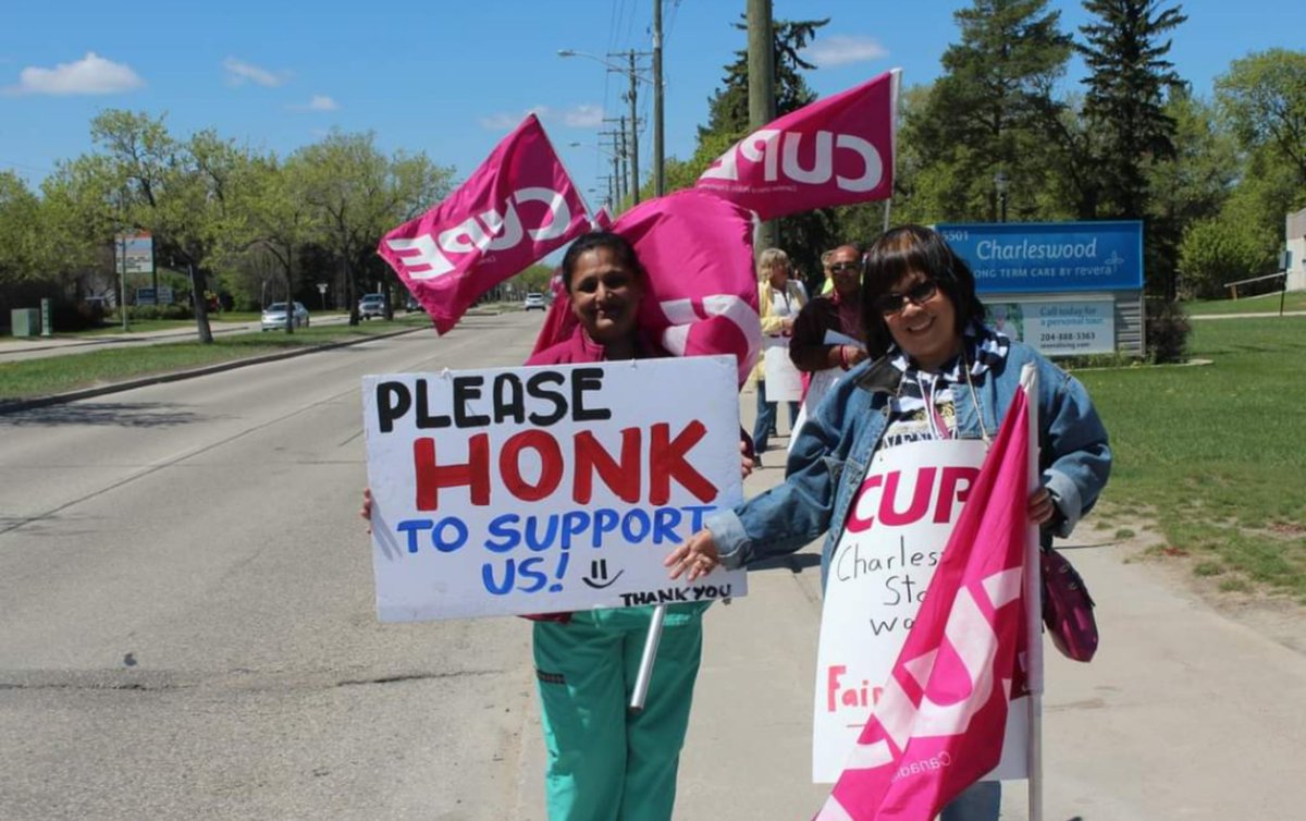 Lions Manor and Charleswood care home workers joined the call to address working short staff in seniors care...