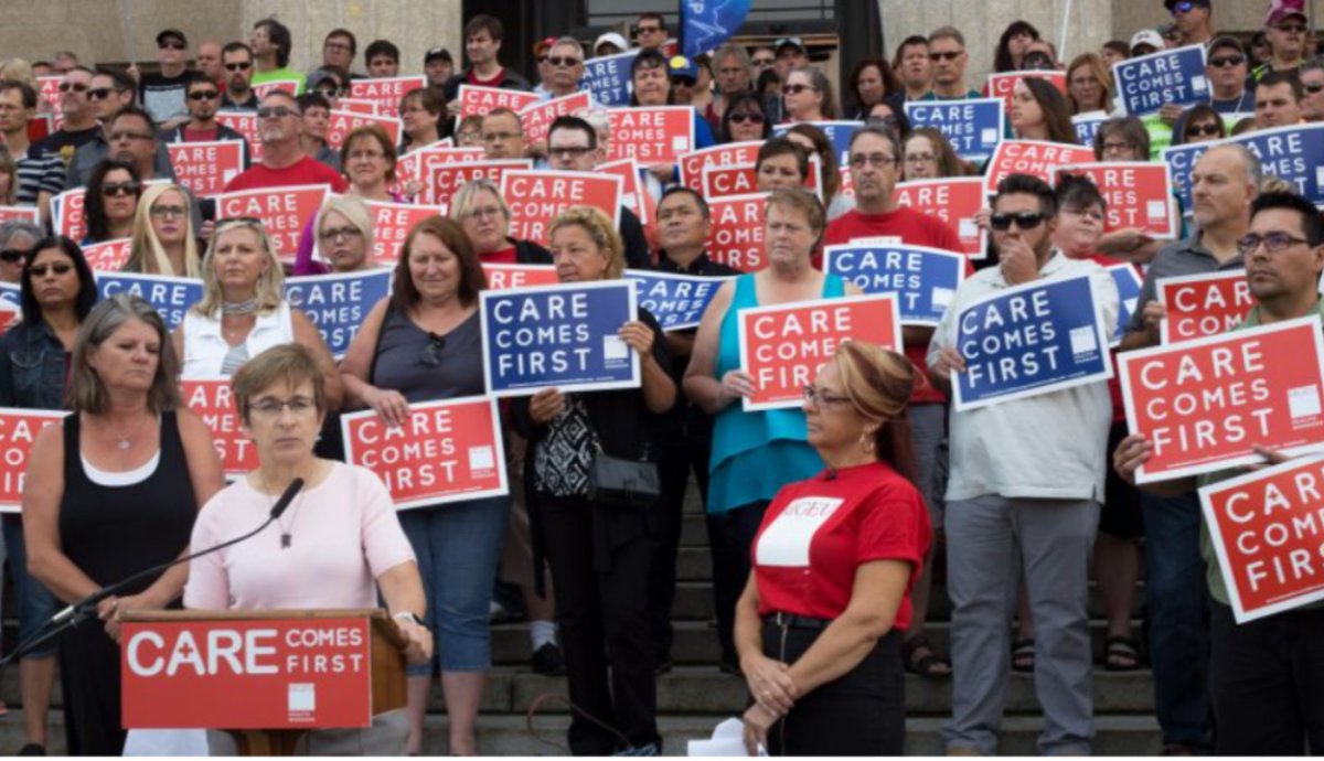 Nurses packed the steps of the legislature in 2018, as did MGEU support staff in 2017...