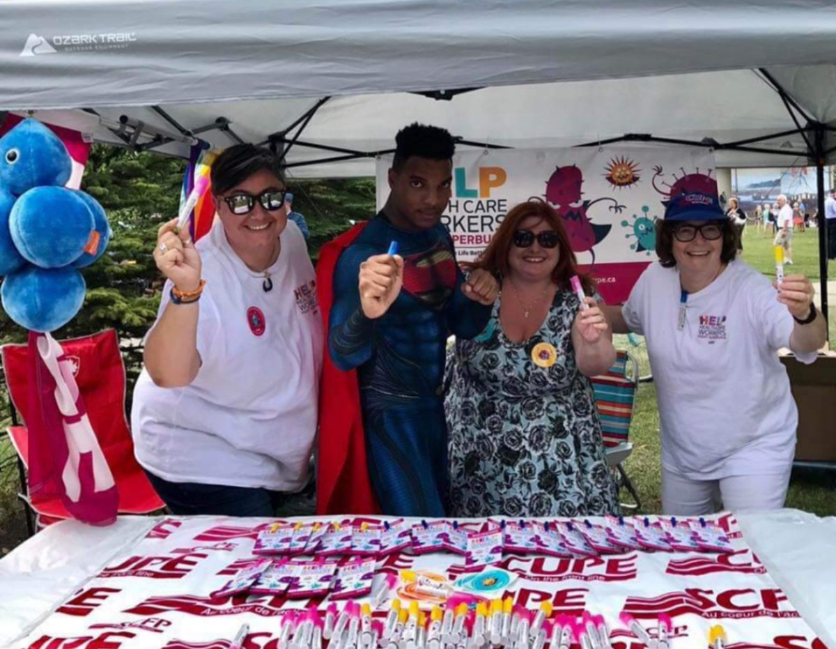 At the same time, support staff were out at community festivals, like St Pierre Jolys Frog Follies and Stonewall Quarry Days handing out hand sanitizer and talking about "universal precautions" in the community, calling for the need to support strong infection control...