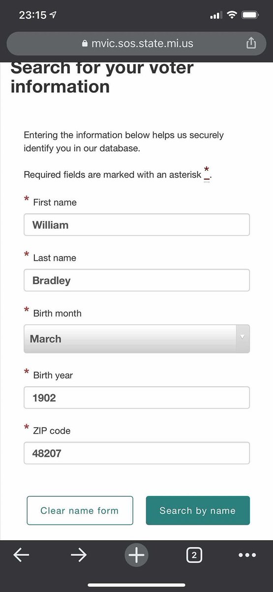 Turns out 118 year old “William Bradley” voted via absentee ballot in Wayne County, Michigan. William Bradley died in 1984. How long has this been going on? Try it for yourself:  https://mvic.sos.state.mi.us/Voter/Index 