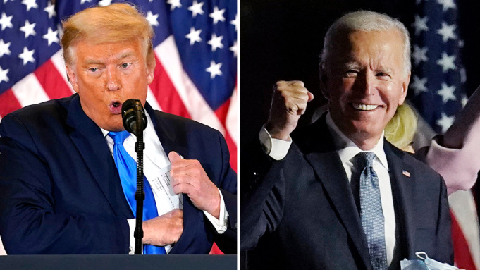 DotElection's tweet photo. #Elections2020 #ElectionResults2020 

Biden with 264 electoral votes, Just one state away from victory. Trump plans legal action in Arizona and Nevada as votes are still being counted. The Trump campaign is filing a lawsuit to stop vote counting in Georgia. https://t.co/RfaAJNFPXO