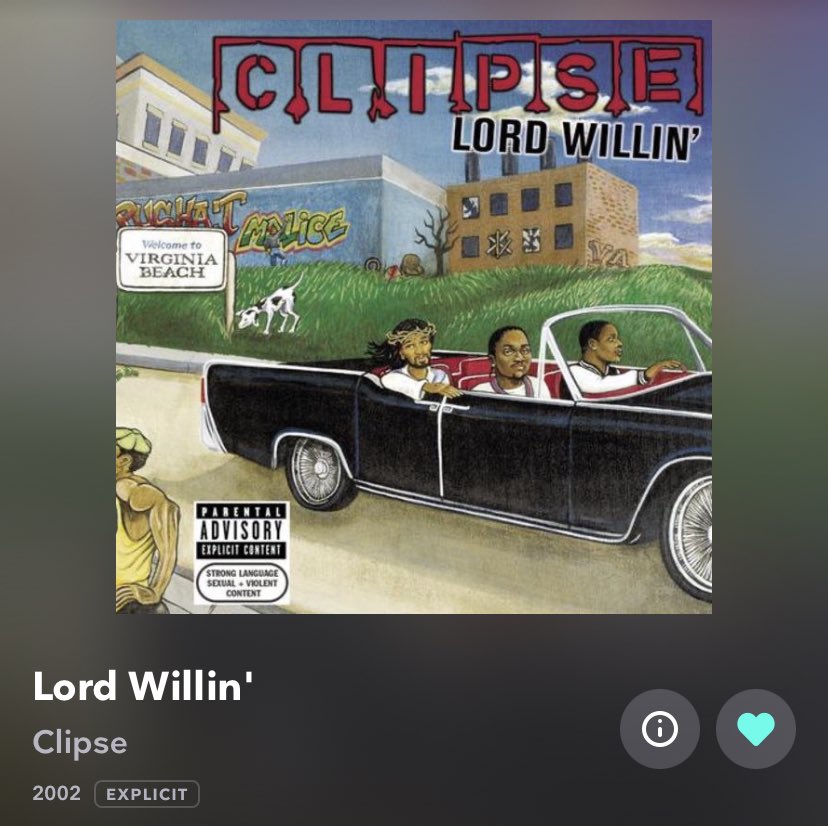 This stretch of 6 songs from Clipse’s “Lord Willin’” starts with the lyrics: “Playas we ain't the same, I'm into 'caine and guns”