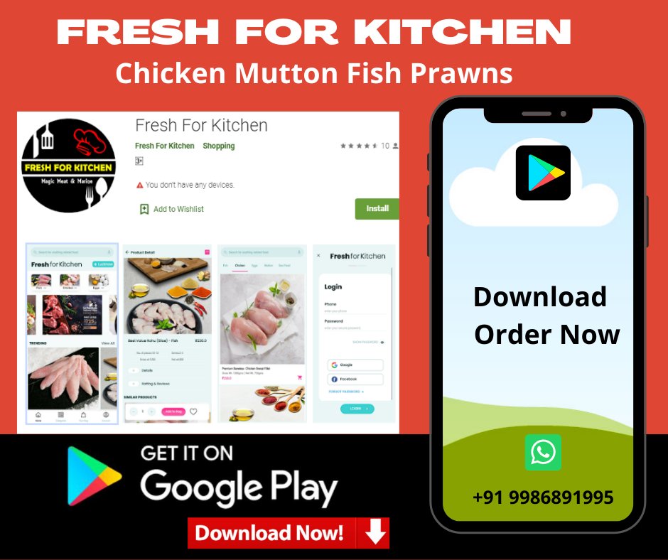 freshforkitchen's tweet image. Fresh for kitchen |Fresh Chicken |Fresh Mutton |Fresh Fish | Fresh Prawns
Google play store link - play.google.com/store/apps/det…
Download &amp;amp; Order Now - 9986891995 and 9886995886
#freshforkitchen #freshchicken #freshmutton #homedelivery #bangalore