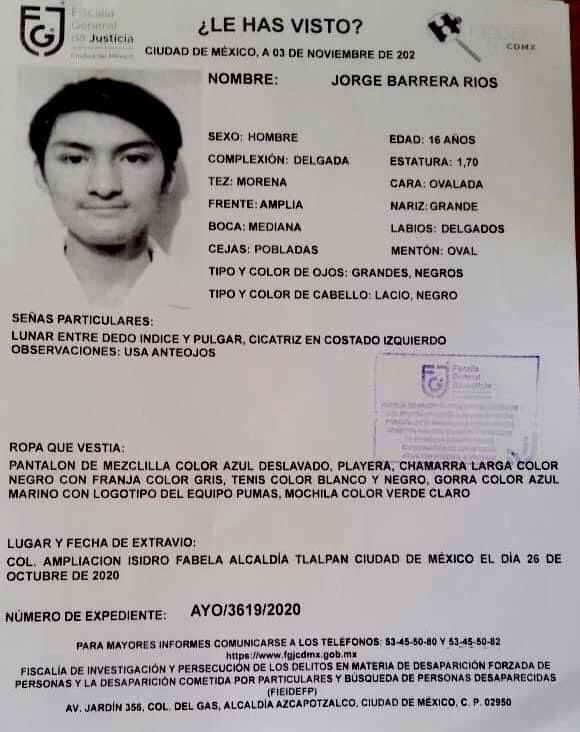 val_emadressx's tweet photo. Las alumnas y alumnos de la Universidad Nacional Autónoma de México exigimos la expulsión inmediata de las y los autores intelectuales de la "broma" realizada contra nuestro compañero Jorge Barrera Ríos. ¡Que se sancione conforme a la ley! #NosFaltaJorge 
#TrumpvsBiden #UNAM https://t.co/LvmLnqkBFi