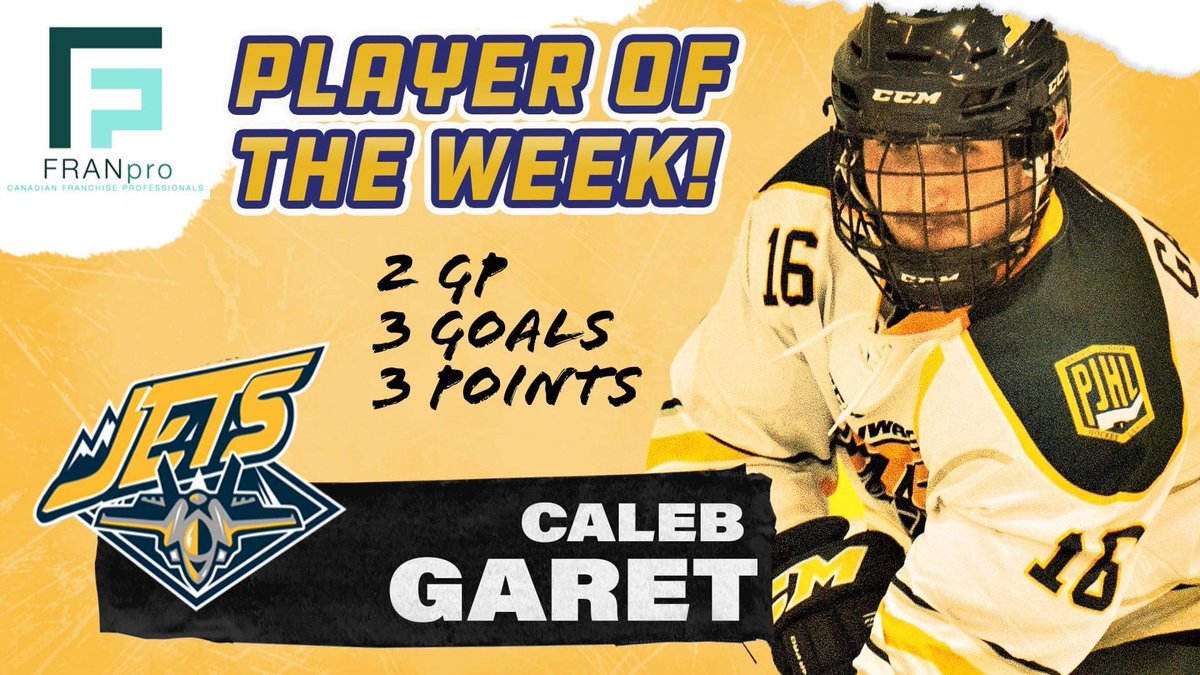 ChilliwackJets's tweet photo. Player of the week with 3 goals in two games Caleb Garet.  Jets look to get on track this weekend as they take on Abbotsford Pilots on Sunday in Chilliwack. https://t.co/CgGstJp0Xn