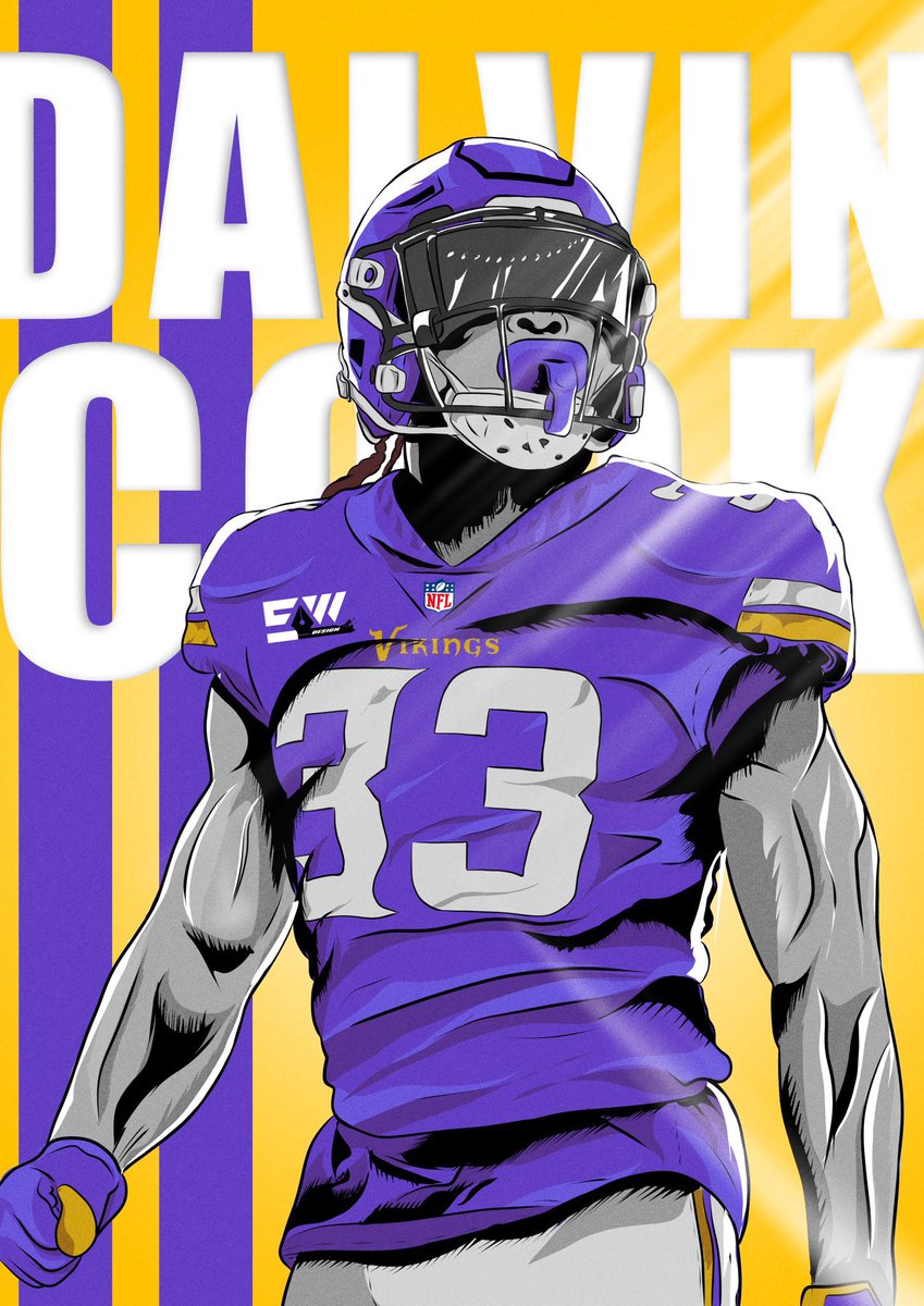 _SportsMedia_'s tweet photo. Dalvin Cook.. was cooking this Past Sunday. 

✍🏽: @Ethycal_Warrior 

#digitalillustration #Skol  @dalvincook @Vikings https://t.co/YcfeZzQwL1