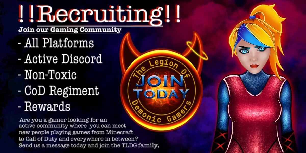 TheLegionODG's tweet photo. Join today and be entered into the reward draw for Discord Nitro! You're not a number so why should you be treated like one! Got ideas we would love to hear them here at The Legion Of Demonic Gamers.
https://t.co/3IXv1dniWl
#GamersUnite #Discord #XboxOne #Playstation https://t.co/Mh81MgYDGF