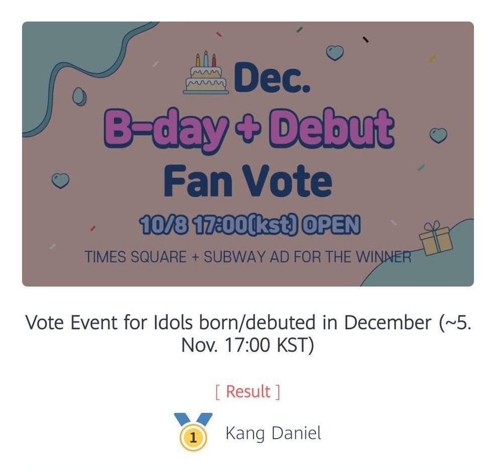 KDANIEL_SUPPORT's tweet photo. Danity Danity! 

Thank you for working hard. We won 2 birthday ads through Fanplus for Kang Daniel on his birthday month. 

📍Times Square, New York (7days)
📍Subway birthday ad, Seoul (1 month)

#KangDaniel #강다니엘 
@konnect_danielk https://t.co/38hZLQFEis