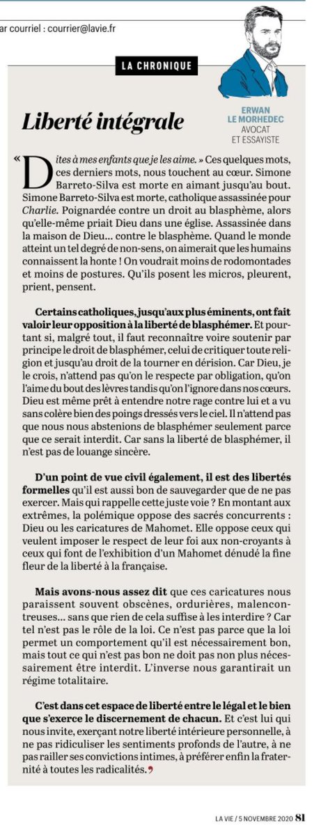 Pour liberté de blasphémer et la grandeur de s'en abstenir.

Ma chronique pour @LaVieHebdo