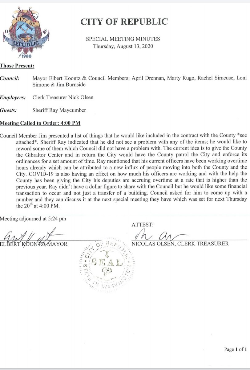 There's been ongoing conversation and planning for several months for the county police to take over the city because it's cheaper. Basically, they don't need him. If you dig back into the City Council, you can see that started before August even, prior to the image below.