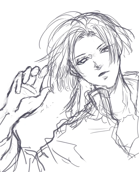 昼寝から起きて描いてる 