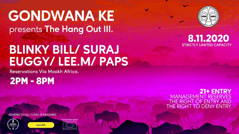 gondwana_Ke's tweet photo. The Hang Out III is here!!.. and we are kicking it with @HeyHeyBlinky @Lee_M_Official_ #DJPaps alongside our residents @surajkenya & @euggy_dj THIS SUNDAY.
Capacity remains strictly limited and tickets can be found here - https://t.co/BlkqlQDBNh https://t.co/a0FnRjTDni
