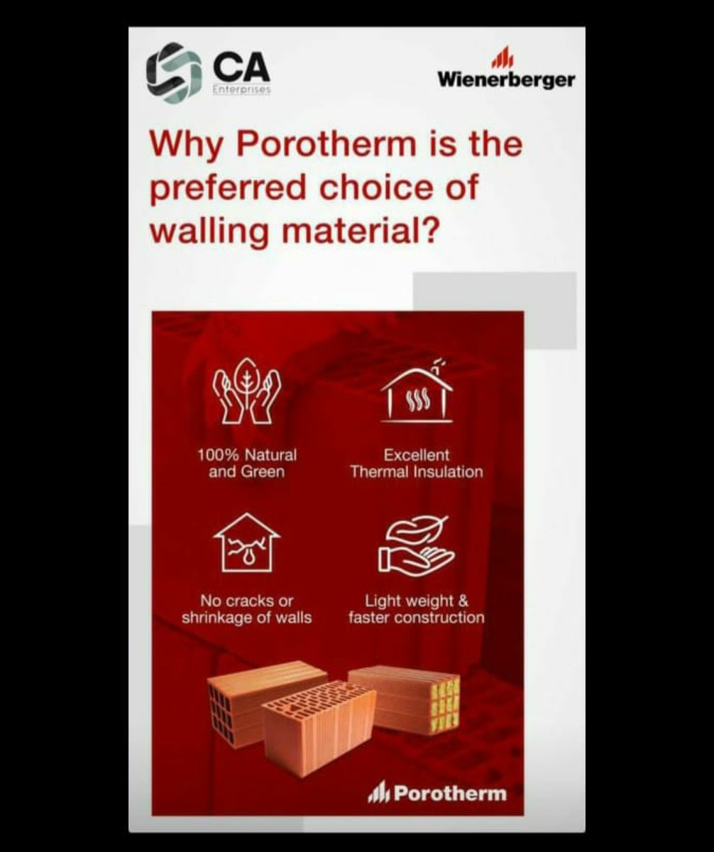 CA_Enterprises_'s tweet photo. Why #Porotherm is the preferred choice of walling Material?

Showroom @ saibaba colony coimbatore
Contact us  : 9384083415 
Visit us : https://t.co/W71tbxkvkN 
.
.
.
#caenterprises #wienerbergerindia #porothermbrick #thermobrick #clay #dryfixsystem #naturalbuilding #greenbuilding https://t.co/2VR7DmYuDQ
