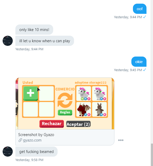 Chiyeol15's tweet photo. Please help me! report @eatsleepeateat he is hacker , he He hacked my account and also my animals, he did not scam me, just click the link I sent and he got my password #adoptme #adoptmetrading #adoptmegiveaways #adoptmegiveaway #adoptmeoffers #Adoptmetrades #adoptmetrading https://t.co/QriFWNPTfL
