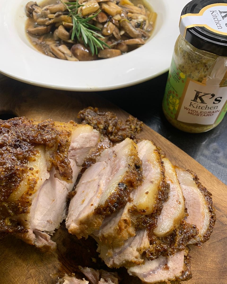 I call this Alfred’s Pork loin after my long time dear friend and painter Alfred Rozelaar Green who, in addition to being a great artist, was also a great cook. This is his recipe for loin of pork slow cooked with celery, garlic and rosemary and then finished off under the grill.