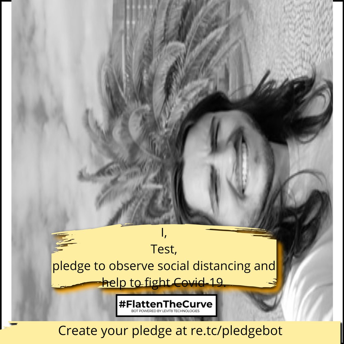 pledge_bot's tweet photo. Test just generated a pledge card to observe social distancing. Get yours here https://t.co/kkcTo4kSpb #Covid19 #FlattenTheCurve https://t.co/gsWlYceP2A