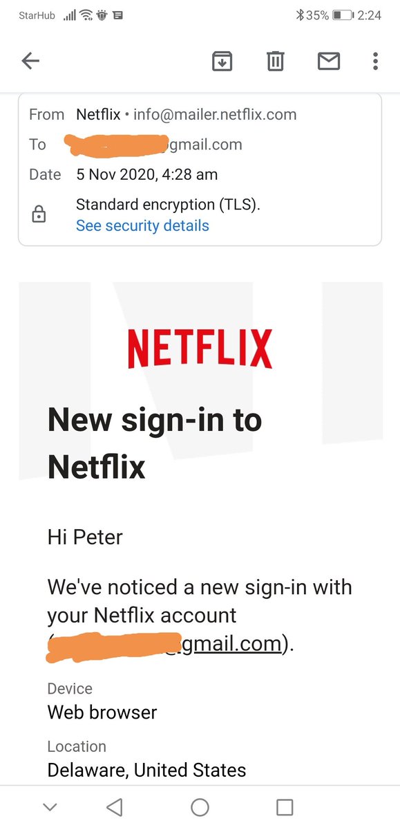 ptrgan's tweet photo. @netflix Note the encryption in emails. These two legit emails were sent to me by #Netflix. But neither is my location Delaware nor my phone number accurate. Logged in online and these changes weren't in my account. Contacted support but weren't helpful. Pls assist. #databreach https://t.co/y2Tgjvghxt