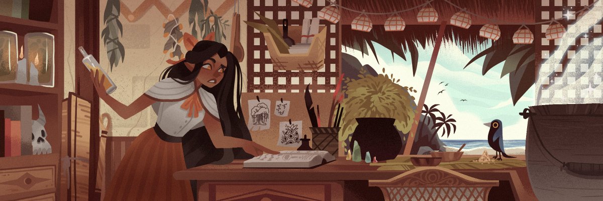 caldatelier's tweet photo. I did work on remodeling the aspiring author's OC, Albularyo, aka Filipino witch doctor, and illustrating traditional Filipino workroom in the background for her story. https://t.co/qNgo7aa2os