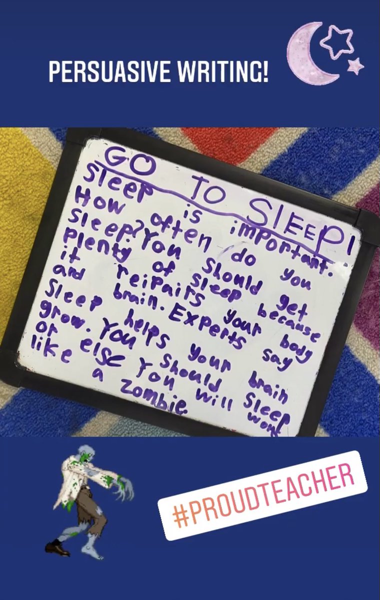 HinchinbrookPS's tweet photo. Go to sleep! Our Year 1 teachers are so impressed with their students persuasive writing! @JoDooner @training247au https://t.co/6Ct7hx8ah6