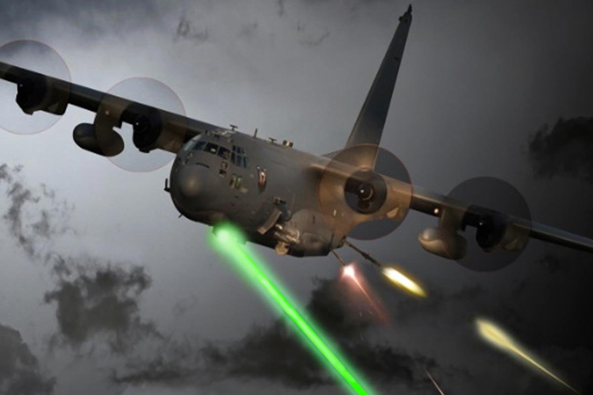 AC-130 gunships.What you are looking at is a plane that delivers heavy artillery from the sky. This heavily armed ground attack C-130 carries a wide array of ground attack weapons that are integrated with sophisticated sensors, navigation, and fire-control systems