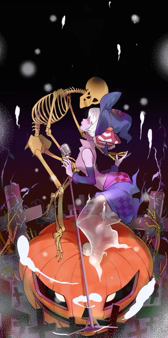 ハロウィン間に合わなかった遅刻イラスト。
ぽっと浮かんだストーリー背景付き(はしょって短くしました) 