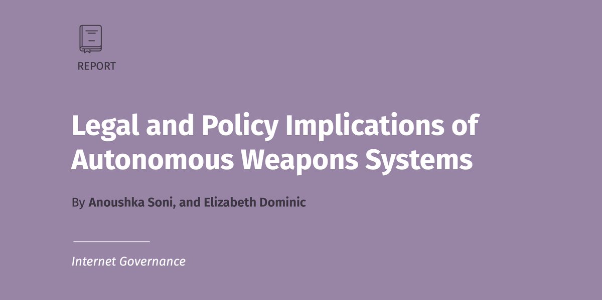 cis_india's tweet image. The use of #ArtificialIntelligence in warfare has sparked several social and legal debates globally. Anoushka Soni and Elizabeth Dominic’s comprehensive report analyses the legal and policy implications arising from the use of #AutonomousWeaponSystems
cis-india.org/internet-gover…