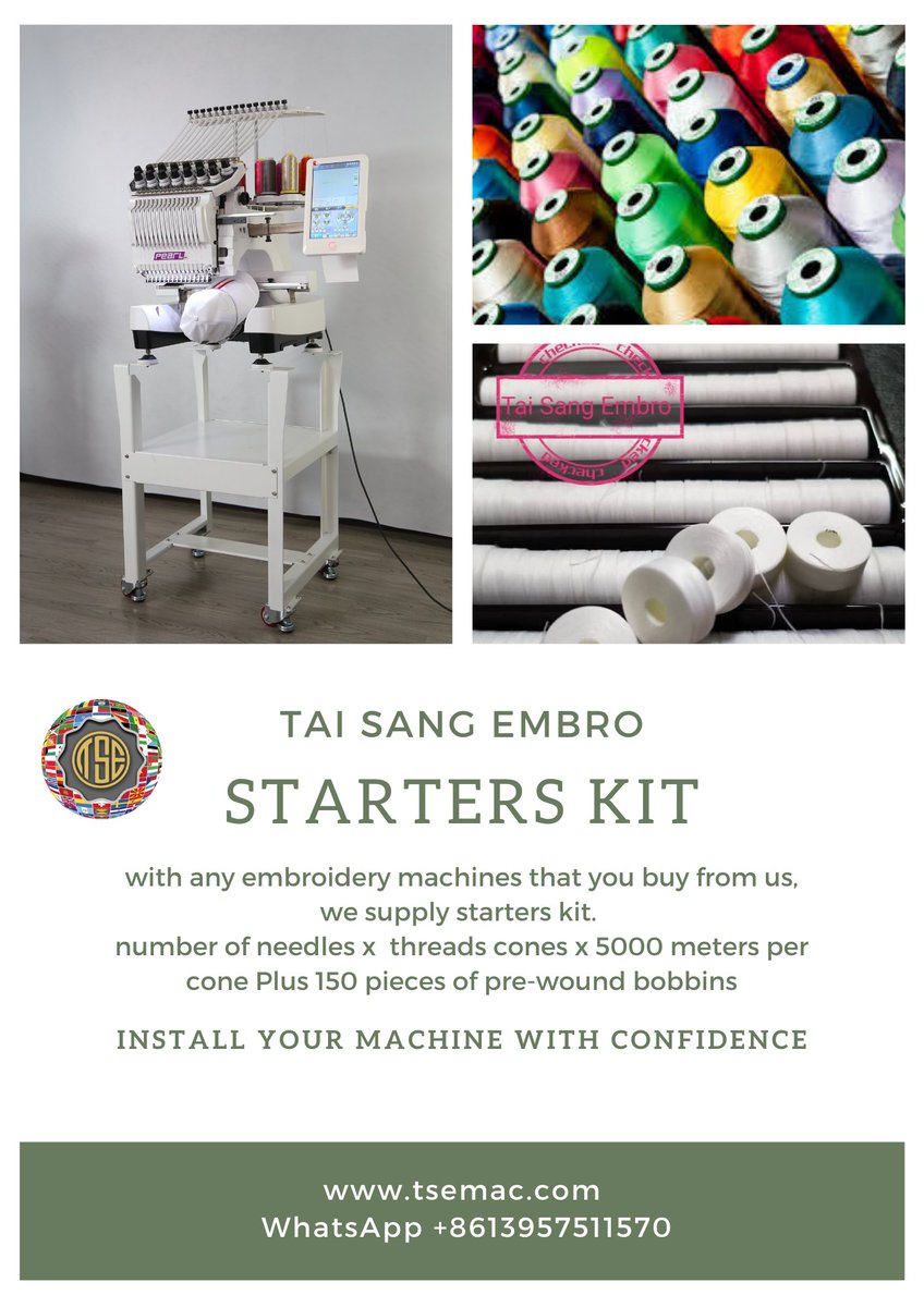 TaisangMKT's tweet photo. TAI SANG EMBRO | STARTERS KIT
Order any of our PEARL model and you will have our starters kit.
Thread cones x number of needles + 150 pre-wound bobbins, free spares, and a tool kit.
WA +8613957511570
#taisang #machine #starterskit #pearl #model
@MatesCity @krjgoel @Kalimagi3 https://t.co/LeHS92fMCP