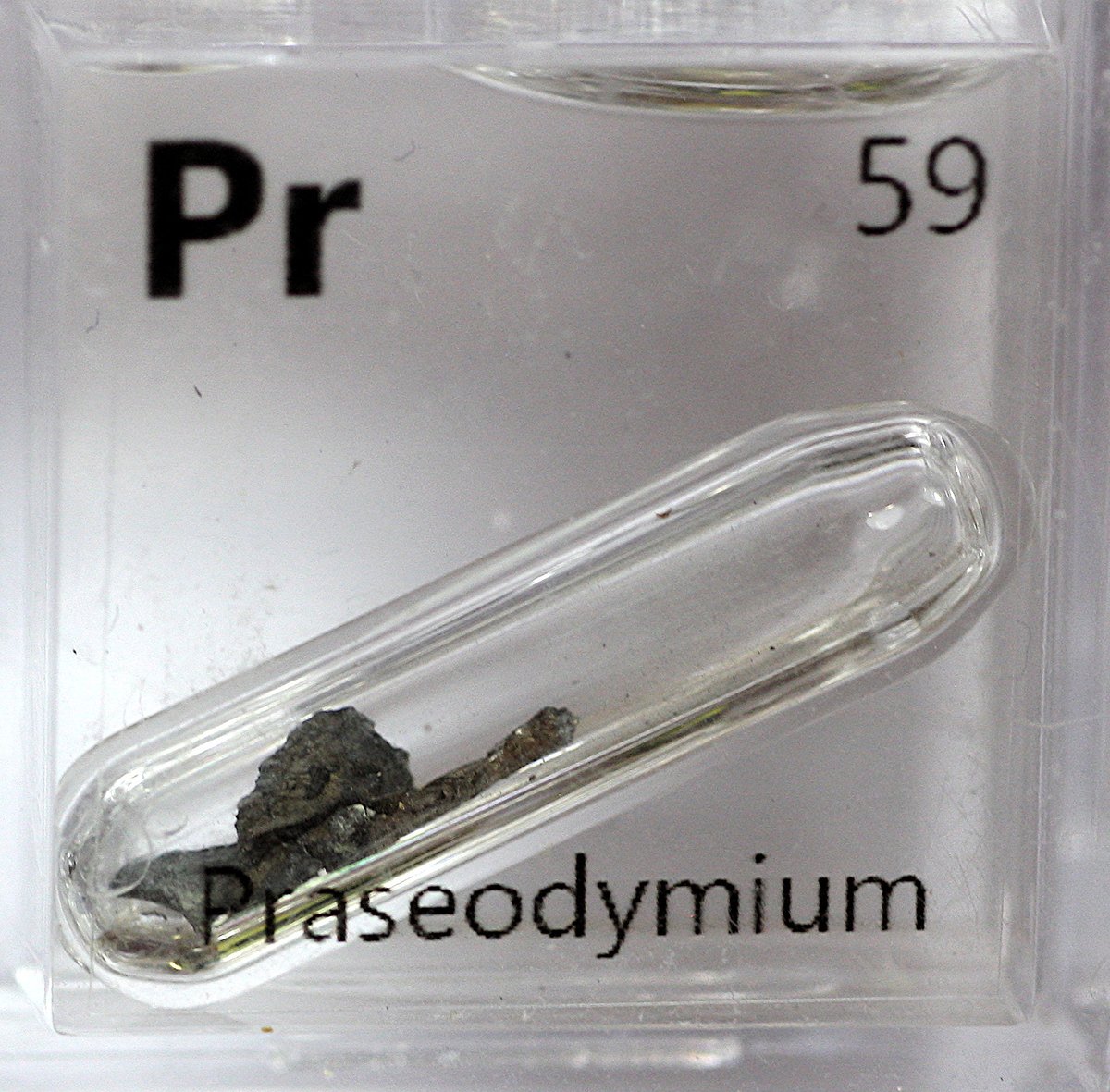 Praseodymium  #elementphotos. Black compound is praseodymium oxide (Pr6O11).