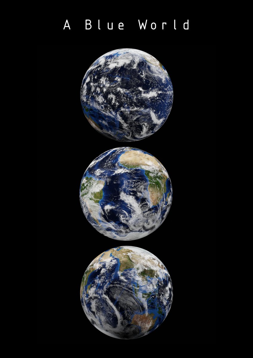 Day 5 of the #30DayMapChallenge: Blue. Planet Earth, or Planet Ocean? Water  covers 71% of our planet, making it one big blue world. Made with  #Blender3d and #NASA's iconic Blue Marble Imagery., image size:849x1200