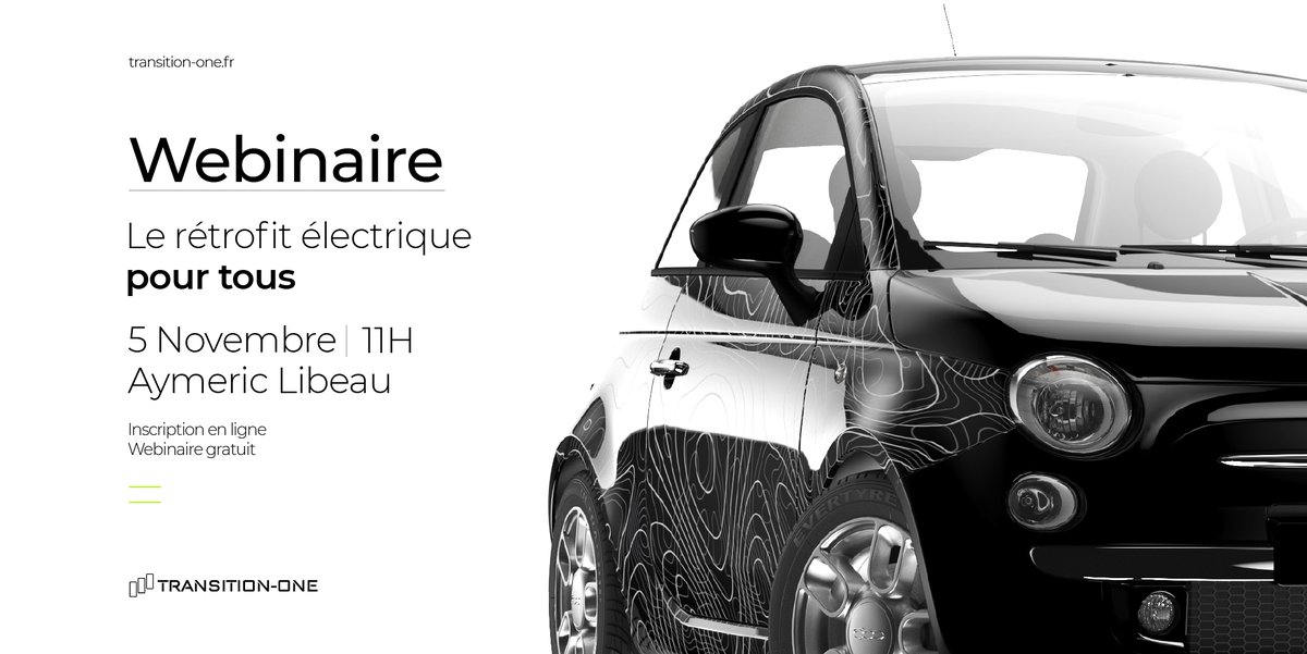 transition_one's tweet photo. RDV aujourd'hui à 11h pour notre webinaire animé par Aymeric Libeau : le rétrofit électrique pour tous !
👉 Inscription gratuite : https://t.co/91uGA4LKva
#retrofit #electriccars #conversionelectrique #electricconversion #zeroemissions #electricmobility #emobility https://t.co/9HHjJTajEi