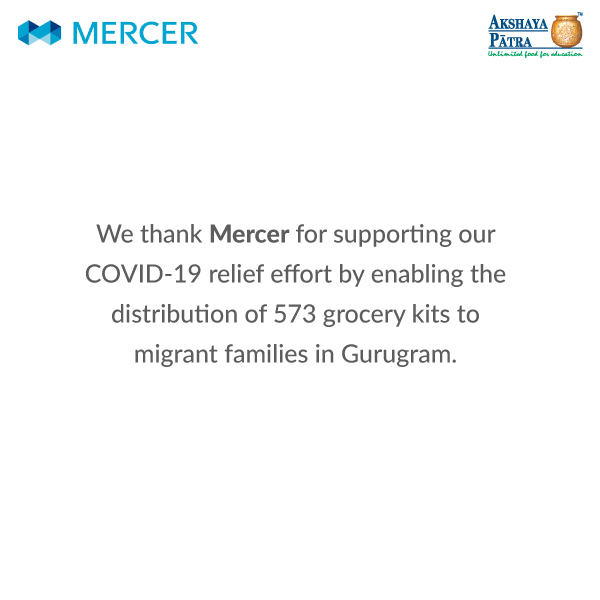 AkshayaPatra's tweet image. A big thank you to @mercer for extending support to our COVID-19 relief efforts.

#PartnersOfAkshayaPatra #onemmc #mercercares
#ourimpact @MMC_Global