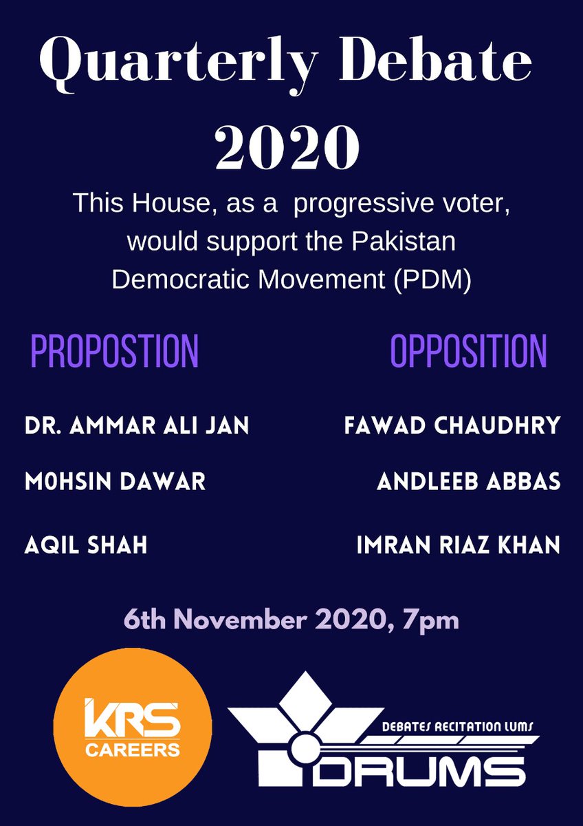 DebatesatLUMS's tweet photo. Catch the amazing @ammaralijan @mjdawar @AqilShah_  @fawadchaudhry  @AndleebAbbas and  @ImranRiazkha at 7pm tomorrow as we go live.
Event page: https://t.co/ZfnTcGF6bz https://t.co/6N4zZkikfZ