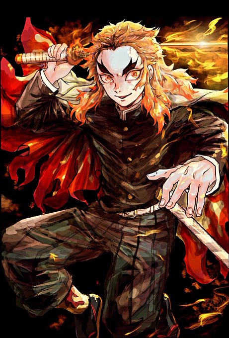 ちべ子。さんがTwitterに投稿した煉獄杏寿郎(鬼滅の刃)のイラスト。