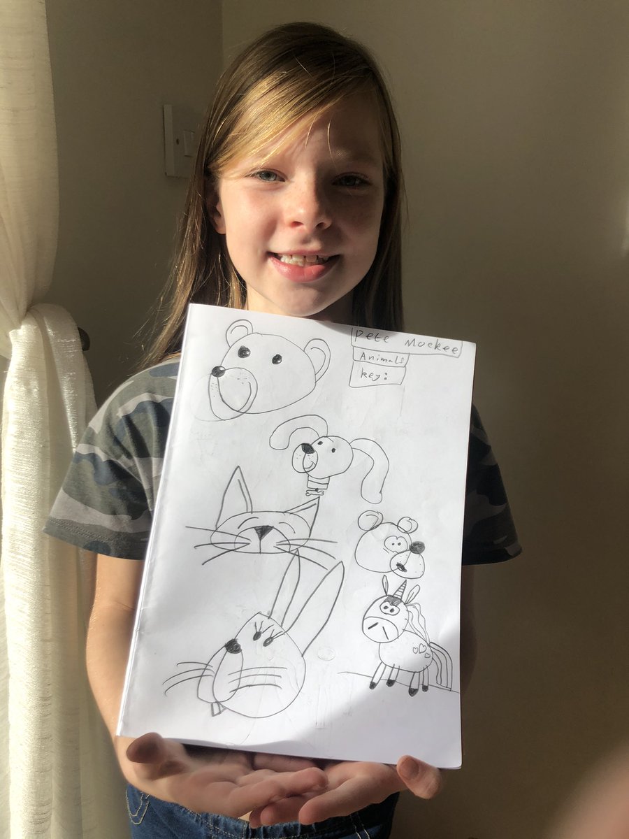 Jcsears11's tweet image. Layla loved drawing some animals following @PeteMcKee tutorials. We managed to visit some of his artwork too a couple of weeks ago  @Y4Wolves