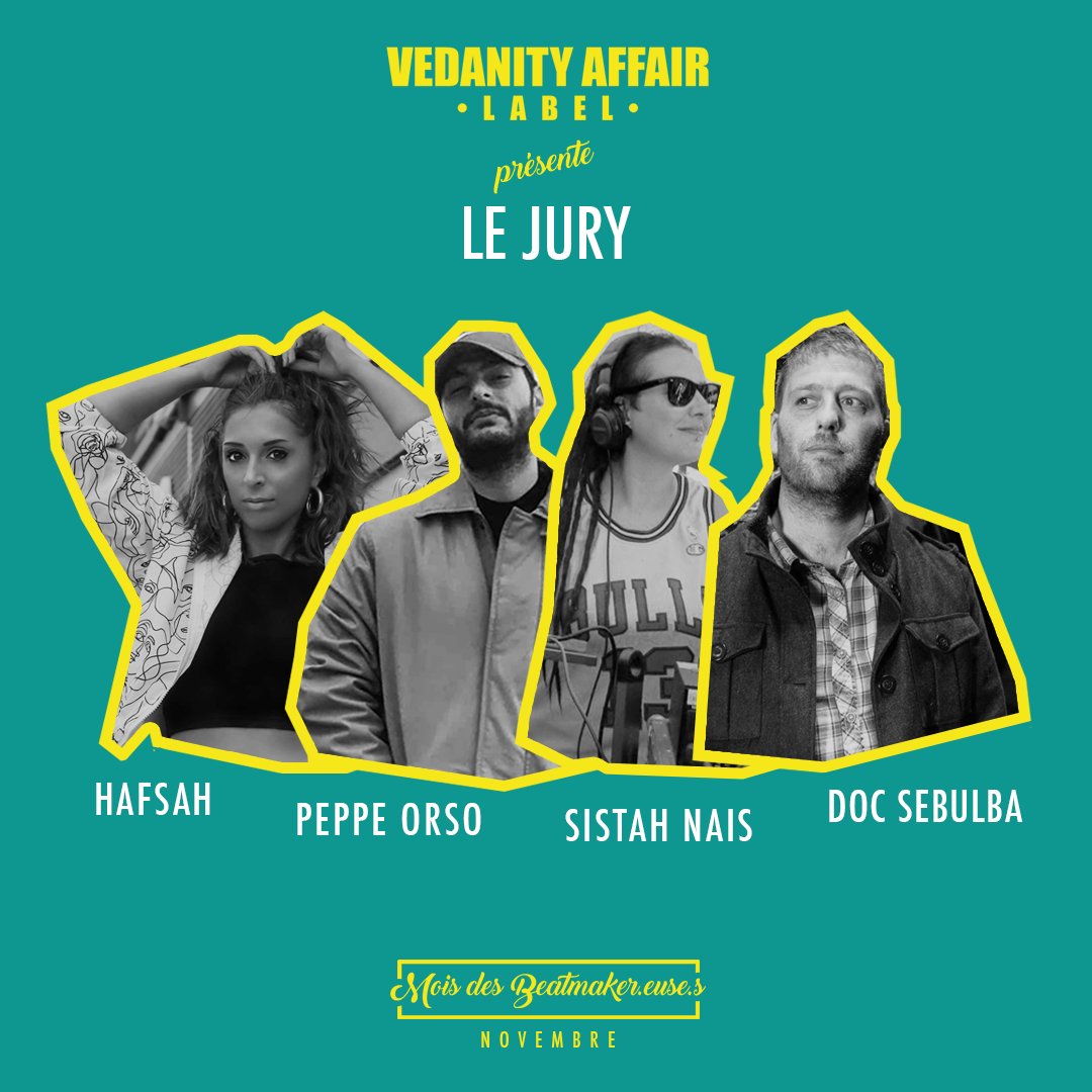 VedanityAffair's tweet photo. Voici la présentation du jury de cette année 🎧💯
N’oubliez pas de rester connecté parce que là présentation des Beatmaker.euse.s arrive très vite 👩🏼‍💻👨🏽‍💻
#NovembreDesBeatmakereuses #MoisDesBeatmakereuses #Beatmaker #Beatmakeuse @hafsahmusic @SistahNais #DocSebulba #PeppeOrso https://t.co/wIRPR05FJ8