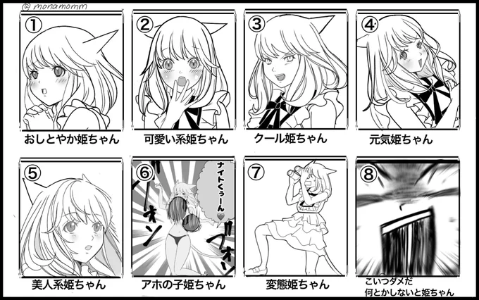 #私のイメージはどの姫ちゃんですかリプで教えてください 
流行りのやつを参考に作ってしまった(º∀º)
※フリーです良かったら皆もどうぞ! 