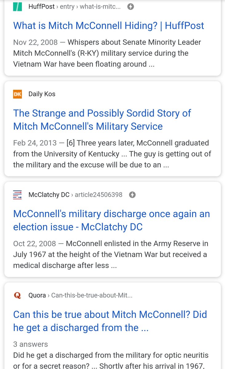 The Army knew Mitch McConnell was no good after 37 days & his ass was booted Yet, the entire country has let Mitch McConnell hold us hostage for years Declare War!  24 / 7   365 days a year Destroy Mitch McConnell