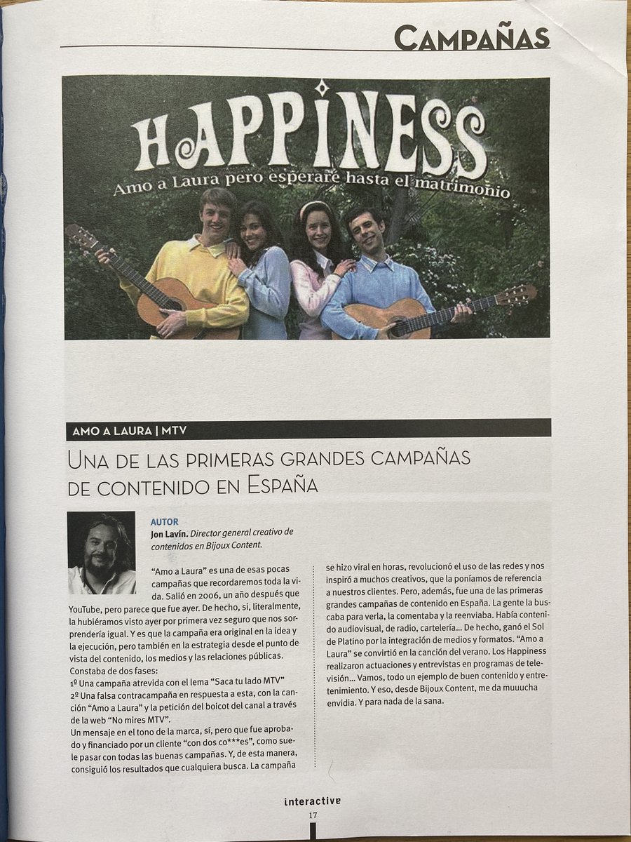 Comparto una reflexión en Interactiva Digital sobre "Amo a Laura", aquella gran campaña de branded content mucho antes de que se llamara branded content.

interactivadigital.com/campanas-de-ma…